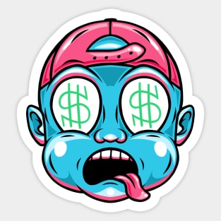 Money Boy Seeing Dollar Signs Sticker